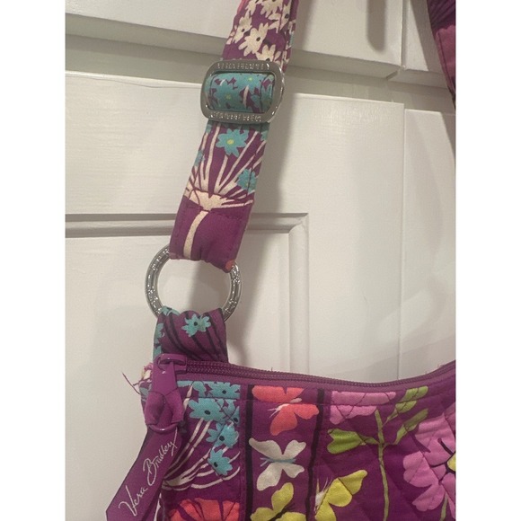 Vera Bradley Purple Floral Butterfly hipster Crossbody Shoulder Bag Purse - Picture 3 of 8
